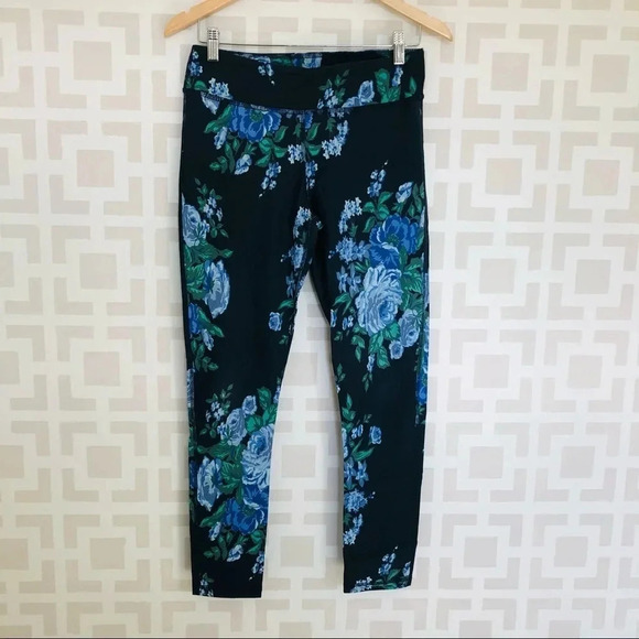 Albion Fit Antigua Floral Leggings Blue Gray M - Picture 1 of 5